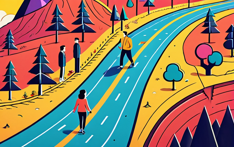 **
A vibrant, colorful illustration depicting a startup journey. Include elements like a compass pointing towards growth, a winding road representing challenges, and a diverse group of people collaborating. The style should be modern and optimistic, conveying the idea of navigating the complexities of startup marketing with limited resources. Include the startup's logo subtly in the image.
**