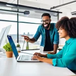 스타트업 마케팅 연봉 전망 - **Prompt 1: Entry-Level Digital Marketing Team Collaboration in a Vibrant Startup Office**
"A di...