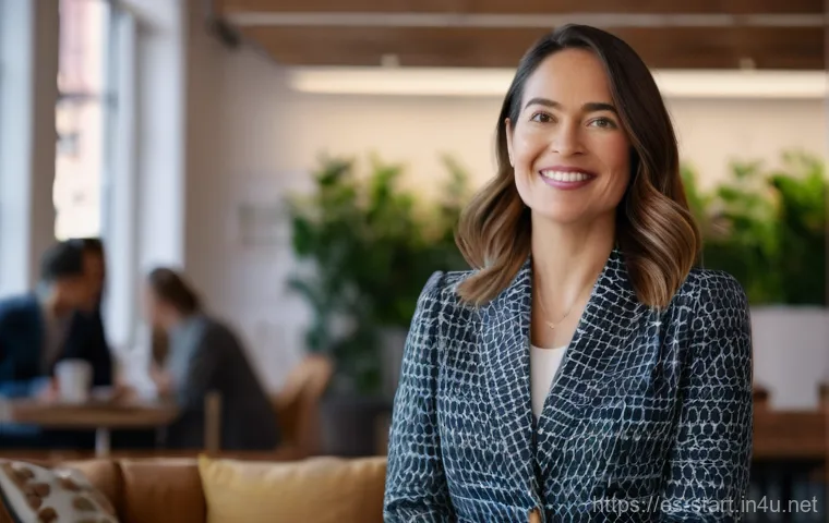 스타트업 마케팅 성장 전략 - A focused young entrepreneur, dressed in smart casual attire, sits at a modern desk, surrounded by m...