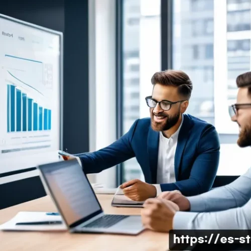 스타트업 마케팅 직무 분석 - A dynamic and collaborative scene depicting a startup marketing team in a modern, open-plan office. ...